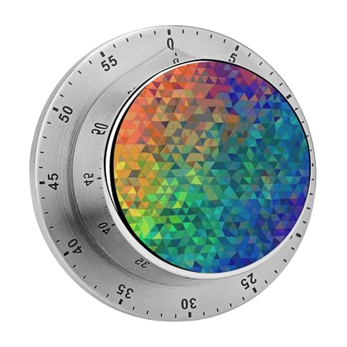 Rainbow Triangle Küchentimer, manuelle 60-Minuten-Aufzieh-Timer mit lautem Alarm, magnetische Rückseite, mechanische Küchentimer, keine Batterien erforderlich, Countdown-Timer zum Kochen und Backen von GHENBLT