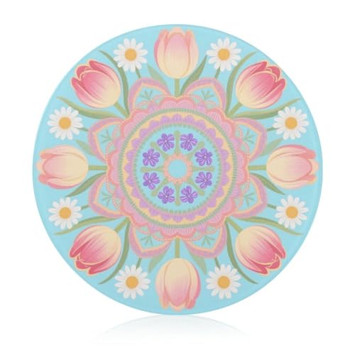 Schneidebrett aus gehärtetem Boho-Mandala-Blumen-Glas, 20,3 x 20,3 cm, mit Gummifüßen, rutschfestes und hitzebeständiges Obstschneidebretter, kleine Schneidebretter, Geschenk für Küche/Bar/Camping Schneidebrett aus gehärtetem Boho-Mandala-Blumen-Glas, 20,3 x 20,3 cm, mit Gummifüßen, rutschfestes und hitzebeständiges Obstschneidebretter, kleine Schneidebretter, Geschenk für Küche/Bar/Camping von GHENBLT