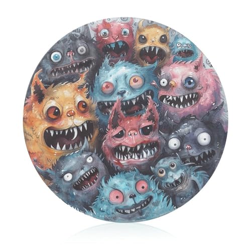 Schneidebrett aus gehärtetem Glas, Motiv: Cartoon-Monster, 20,3 x 20,3 cm, mit Gummifüßen, rutschfestes und hitzebeständiges Obstschneidebrett, kleine Schneidebretter, Geschenk für Küche/Bar/Camping Schneidebrett aus gehärtetem Glas, Motiv: Cartoon-Monster, 20,3 x 20,3 cm, mit Gummifüßen, rutschfestes und hitzebeständiges Obstschneidebrett, kleine Schneidebretter, Geschenk für Küche/Bar/Camping von GHENBLT