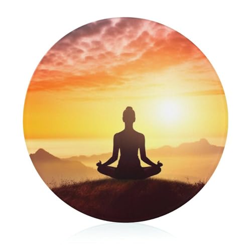 Schneidebrett aus gehärtetem Glas für Yoga, Meditation, 20,3 x 20,3 cm, Schneidebrett mit Gummifüßen, rutschfestes und hitzebeständiges Obstschneidebrett, kleines Schneidebrett, Geschenk für Küche/Bar Schneidebrett aus gehärtetem Glas für Yoga, Meditation, 20,3 x 20,3 cm, Schneidebrett mit Gummifüßen, rutschfestes und hitzebeständiges Obstschneidebrett, kleines Schneidebrett, Geschenk für Küche/Bar von GHENBLT