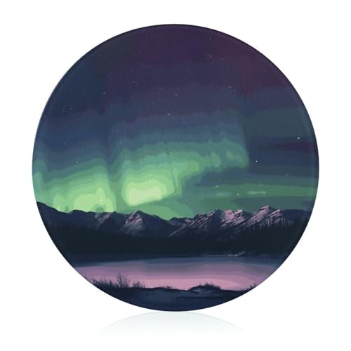 Schneidebrett aus gehärtetem Glas mit Nord-Aurora-Nacht-Motiv, 20,3 x 20,3 cm, mit Gummifüßen, rutschfestes und hitzebeständiges Obstschneidebretter, kleine Schneidebretter, Geschenk für Küche/Bar Schneidebrett aus gehärtetem Glas mit Nord-Aurora-Nacht-Motiv, 20,3 x 20,3 cm, mit Gummifüßen, rutschfestes und hitzebeständiges Obstschneidebretter, kleine Schneidebretter, Geschenk für Küche/Bar von GHENBLT