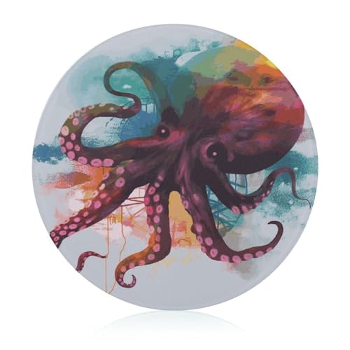 Schneidebrett aus gehärtetem buntem Oktopus-Glas, 20,3 x 20,3 cm, mit Gummifüßen, rutschfestes und hitzebeständiges Obstschneidebrett, kleines Schneidebrett, Geschenk für Küche/Bar/Camping/Hochzeit Schneidebrett aus gehärtetem buntem Oktopus-Glas, 20,3 x 20,3 cm, mit Gummifüßen, rutschfestes und hitzebeständiges Obstschneidebrett, kleines Schneidebrett, Geschenk für Küche/Bar/Camping/Hochzeit von GHENBLT