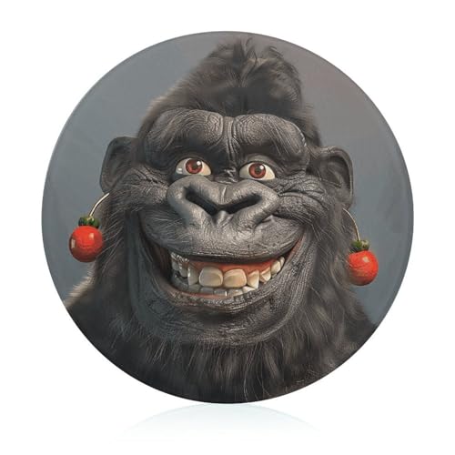 Schneidebrett aus gehärtetem lächelndem Gorilla-Foto-Glas, 20,3 x 20,3 cm, mit Gummifüßen, rutschfestes und hitzebeständiges Obst-Schneidebrett, kleines Schneidebrett, Geschenk für Küche/Bar/Camping Schneidebrett aus gehärtetem lächelndem Gorilla-Foto-Glas, 20,3 x 20,3 cm, mit Gummifüßen, rutschfestes und hitzebeständiges Obst-Schneidebrett, kleines Schneidebrett, Geschenk für Küche/Bar/Camping von GHENBLT