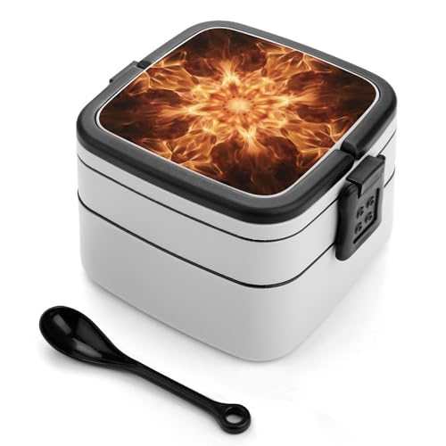 Schöne Bento-Box mit Flammenmuster, stapelbar, 2 Schichten, wiederverwendbar, auslaufsicher, Lunchbehälter für Erwachsene, Reisen, 940 ml, Lunchbox mit Löffel, tragbare Bento-Boxen, mikrowellen- und Schöne Bento-Box mit Flammenmuster, stapelbar, 2 Schichten, wiederverwendbar, auslaufsicher, Lunchbehälter für Erwachsene, Reisen, 940 ml, Lunchbox mit Löffel, tragbare Bento-Boxen, mikrowellen- und von GHENBLT