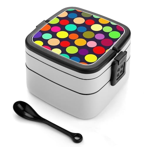 Schöne gepunktete Bento-Box für Erwachsene, stapelbar, 2 Schichten, wiederverwendbar, auslaufsicher, Lunchbehälter für Erwachsene, Reisen, 940 ml, Lunchbox mit Löffel, tragbare Bento-Boxen Schöne gepunktete Bento-Box für Erwachsene, stapelbar, 2 Schichten, wiederverwendbar, auslaufsicher, Lunchbehälter für Erwachsene, Reisen, 940 ml, Lunchbox mit Löffel, tragbare Bento-Boxen von GHENBLT