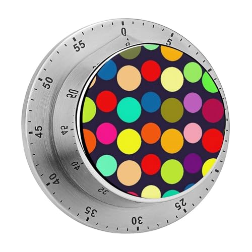 Schöner gepunkteter Küchentimer, manuelle 60-Minuten-Aufzieh-Timer mit lautem Alarm, magnetische Rückseite, mechanische Küchentimer, keine Batterien erforderlich, Countdown-Timer zum Kochen und Backen von GHENBLT