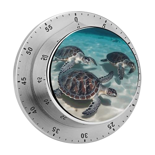 Sea Turtles Küchentimer, manuelle 60-Minuten-Aufzieh-Timer mit lautem Alarm, magnetische Rückseite, mechanische Küchentimer, keine Batterien erforderlich, Countdown-Timer zum Kochen und Backen von GHENBLT