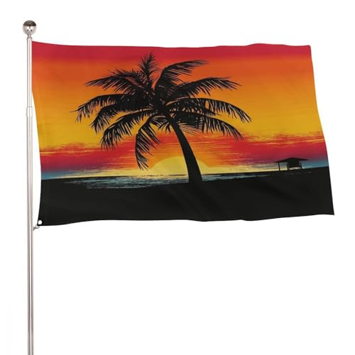 Sonnenuntergang Palme Flagge Garten Flagge Garten Fahnen Für Außen Garten Flaggen Willkommen Garten Flagge Saisonale Garten Flaggen Haus Flagge Outdoor Flagge Willkommensflagge Fag Fag Fade Beständig von GHENBLT