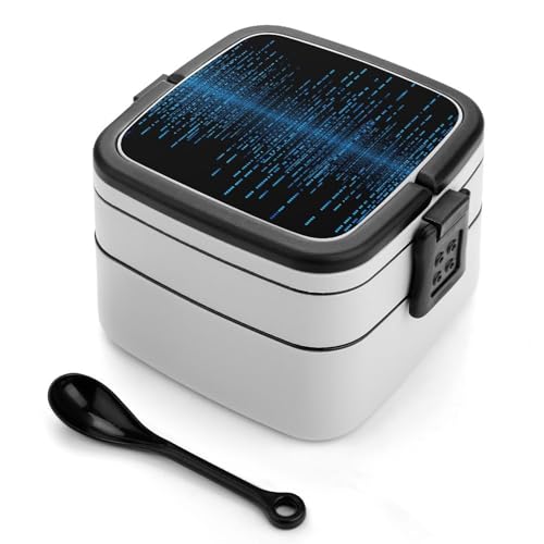 The Blue Binary Matrix Bento-Box für Erwachsene, stapelbar, 2 Schichten, wiederverwendbar, auslaufsicher, Lunchbehälter für Erwachsene, Reisen, 940 ml, Lunchbox mit Löffel, tragbare Bento-Boxen The Blue Binary Matrix Bento-Box für Erwachsene, stapelbar, 2 Schichten, wiederverwendbar, auslaufsicher, Lunchbehälter für Erwachsene, Reisen, 940 ml, Lunchbox mit Löffel, tragbare Bento-Boxen von GHENBLT