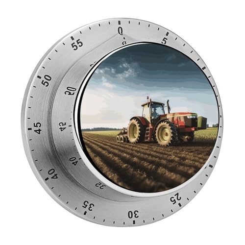 Traktor Bauernhof-Küchentimer, manuelle 60-Minuten-Aufzieh-Timer mit lautem Alarm, magnetische Rückseite, mechanische Küchentimer, keine Batterien erforderlich, Countdown-Timer zum Kochen und Backen von GHENBLT