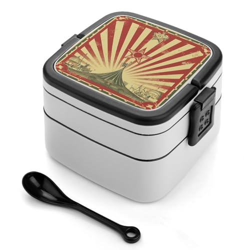 Vintage Zirkus Hintergrund Bento Box Erwachsene Stapelbare 2 Schichten Behälter Wiederverwendbare auslaufsichere Lunchbehälter für Erwachsene Reise 940 ml Lunchbox mit Löffel Tragbare Bento-Boxen Vintage Zirkus Hintergrund Bento Box Erwachsene Stapelbare 2 Schichten Behälter Wiederverwendbare auslaufsichere Lunchbehälter für Erwachsene Reise 940 ml Lunchbox mit Löffel Tragbare Bento-Boxen von GHENBLT