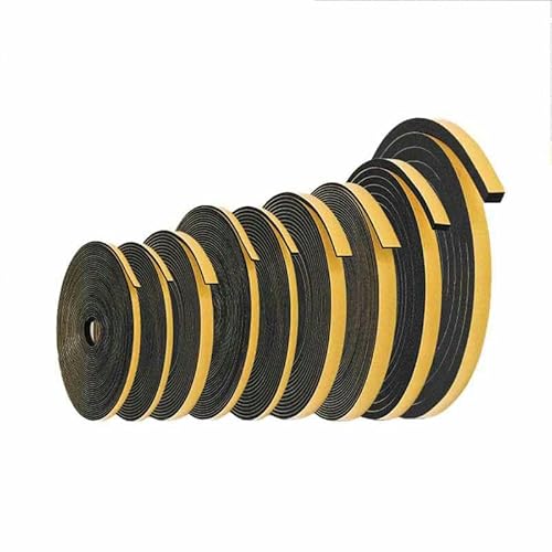 1 Rolle 2/5 m selbstklebender Gummi-Schwamm-Dichtungsstreifen EVA-Klebeschaumgummi Antikollisions-Schalldämmungs-Dichtungsstreifen - Dicke 10 mm, Länge 2 m - 12 mm von GHFNJYH