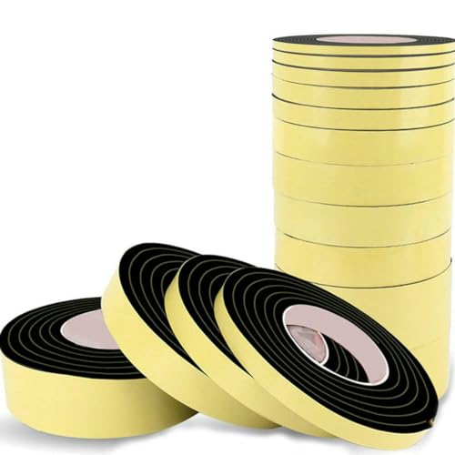 1 m – 10 m selbstklebender Gummi-Schwamm-Dichtungsstreifen, schwarzer EVA-Schaum, stark, einseitig klebend, schalldichte Antikollisionsdichtung, Dicke 5 mm, Breite 40 mm – 5 m von GHFNJYH