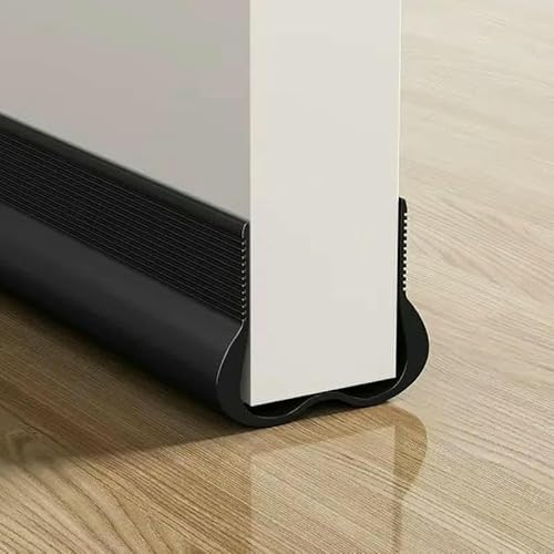 2PC/1PC PVC Flexibler Türbodendichtungsstreifen Untertür-Zugluftstopper-Dichtungsstreifen Rundumdichtung Wetterschutz-Zugluftschutz-Schwarz-1PC von GHFNJYH
