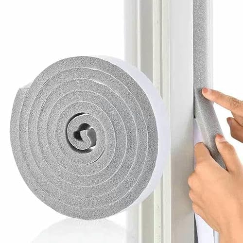 32 m selbstklebender Schaumstoff-Fensterdichtungsstreifen, Wetterschutz, Türdichtungsband, schalldichte, winddichte Isolierstreifen, Grau, 1 cm, 1,5 cm, 2 Rollen (4,0 m) von GHFNJYH