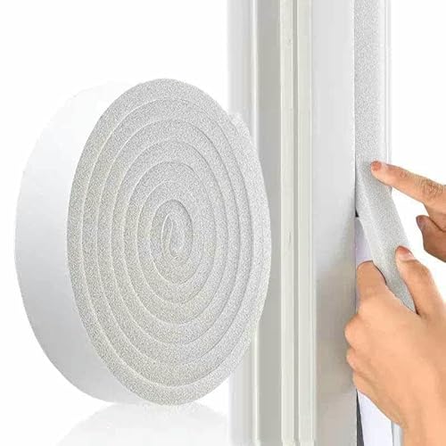 32 m selbstklebender Schaumstoff-Fensterdichtungsstreifen, Wetterschutz, Türdichtungsband, schalldichte, winddichte Isolierstreifen, Weiß, 1 cm, 1,5 cm, 2 Rollen (4,0 m) von GHFNJYH