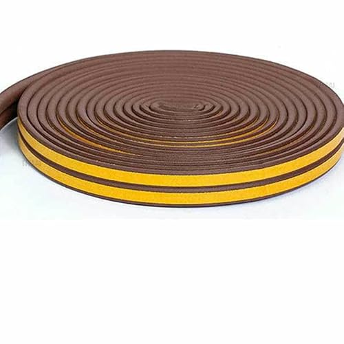 5M/10M Wetterschutz-Türdichtungsstreifen D/I/E/P Selbstklebendes Zugluftstopperband Fensterisolierung Geräuschgummi-Dichtungsstreifen-Braun-E (9mmx4.0mm)-10M (32.8ft von GHFNJYH