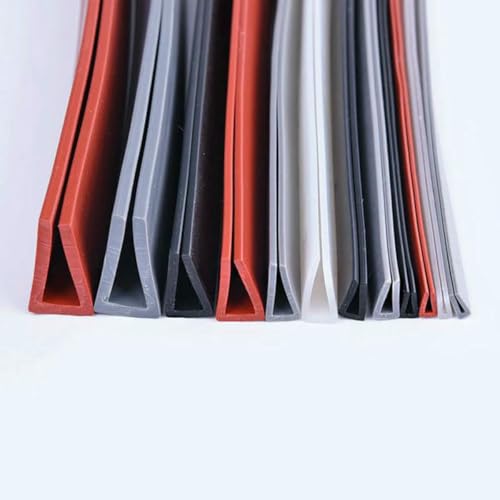 Meter durchscheinender rot-grau-schwarzer Silikonkautschuk-U-Dichtungsstreifen für Glas-, Metall- und Holzplattenkanten, U-Streifen, Kantenschutz, Schwarz, 4 x 7 mm, 5 m von GHFNJYH