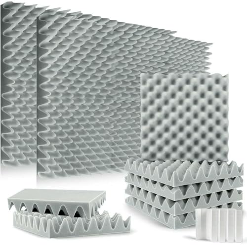Schalldämmendes Schaumstoff-Isolierpad, 6/12/24 Stück, Akustik-Isolierwandpaneel, selbstklebendes, schallabsorbierendes Material für Heimstudio, Grau, hohe Dichte, 6 von GHFNJYH