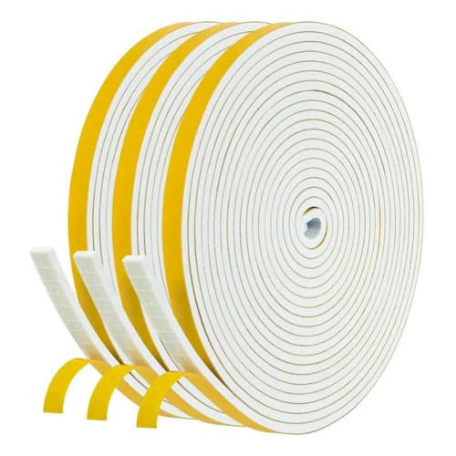 Selbstklebendes Schaumstoffband, Tür-/Fensterdichtung, Zugluftstopper, Wetterschutz, 6 mm breit x 3,0 mm dick, je 3 Stück, Weiß-Standard Selbstklebendes Schaumstoffband, Tür-/Fensterdichtung, Zugluftstopper, Wetterschutz, 6 mm breit x 3,0 mm dick, je 3 Stück, Weiß-Standard von GHFNJYH