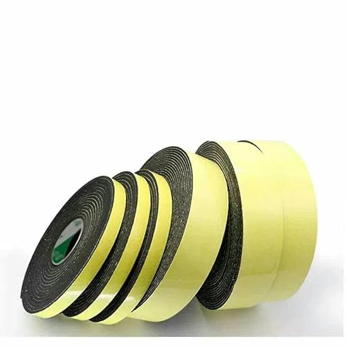 Stark haftendes schwarzes EVA-Schaum-Schwammgummi-Streifenband, wasserdicht, einseitig klebend, Antikollisions-Dichtungsstreifen für Fenster und Türen, 5 m x 10 mm x 3,0 mm von GHFNJYH