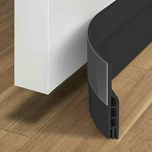 Türzugstopper, Zugluftstopper unter der Tür, Isolator, Wetterschutz, Geräuschstopper, starker Klebstoff, Schwarz von GHFNJYH