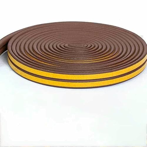 m/10 m Wetterschutzstreifen für Türen, selbstklebend, Typ D, Zugluftstopper, Fensterisolierung, Lärmschutz, Gummidichtungsstreifen – braun – P (9 mm x 5,5 mm) – 10 m (32,8 Fuß) von GHFNJYH