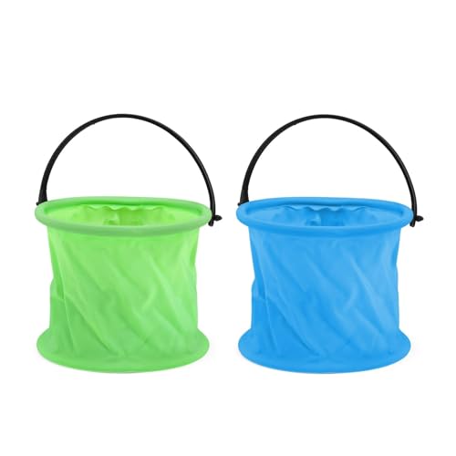 0XBIT Faltbarer Sandeimer Kinder, 2 Stück Multifunktion Sandeimer für Kinder, Tragbarer Eimer Keine Fächer, Falteimer Kinder für Malen, Camping, Strand, Garten von 0XBIT