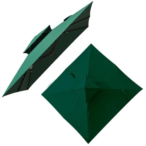 GHFTCCF 3mx3m Quadratisch Sonnenschirm Ersatzbezug Ampelschirm Abdeckung 8 Streben Sonnenschirm Ersatz Stoff for Garten Pavillon Hof Pool Markt(Color:Dark Green) von GHFTCCF