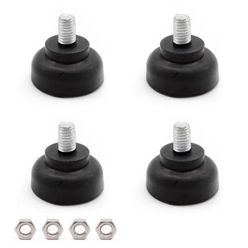 0XBIT Gummipuffer M8, 4 Stück Gummifüße Schraubbar, Verstellbare Stellfüße M8 mit Muttern, Kratzfest und rutschfest, Stoßdämpfender Puffer, Für Möbel, Tische, Stühle, Sofas von 0XBIT