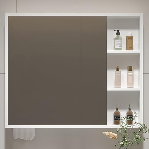 GHHDPDMJ Badezimmer-Spiegelschrank aus Massivholz mit verspiegelten Türen, Grau, 24 x 28 x 6 Zoll, Keine Montage erforderlich, Wandaufbewahrung für Badezimmerutensilien GHHDPDMJ Badezimmer-Spiegelschrank aus Massivholz mit verspiegelten Türen, Grau, 24 x 28 x 6 Zoll, Keine Montage erforderlich, Wandaufbewahrung für Badezimmerutensilien von GHHDPDMJ