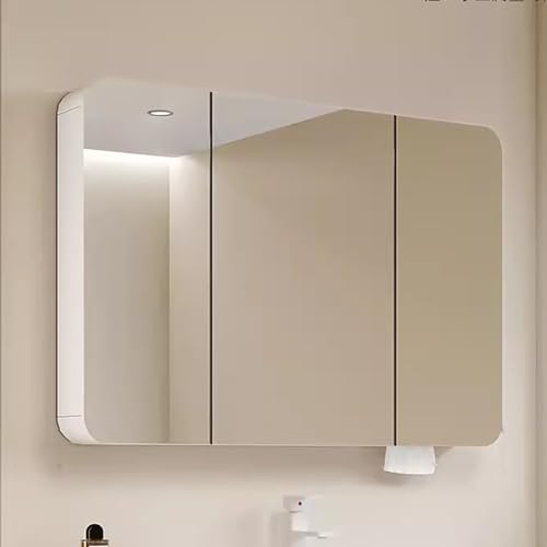 GHHDPDMJ Badezimmer-Spiegelschrank mit Tür und Stauraum, an der Wand montierter Aluminium-Spiegelschrank (Grau 24 * 28 * 5 Zoll) von GHHDPDMJ