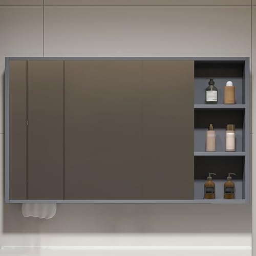 GHHDPDMJ Badezimmer-Wandschrank aus Massivholz mit Spiegeltüren, grau, rechteckig, verspiegelter Wandschrank, einfache Montage, 61 x 71 x 15 cm GHHDPDMJ Badezimmer-Wandschrank aus Massivholz mit Spiegeltüren, grau, rechteckig, verspiegelter Wandschrank, einfache Montage, 61 x 71 x 15 cm von GHHDPDMJ