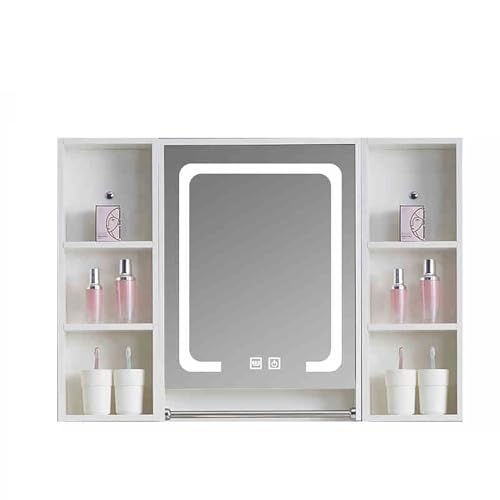 GHHDPDMJ Badezimmer-Wandschrank im Landhausstil mit Spiegeltür und Handtuchhalter, Frisiertisch für platzsparende Aufbewahrung über der Toilette (Natur 70C) von GHHDPDMJ