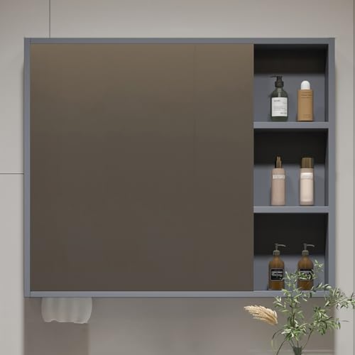 GHHDPDMJ Badezimmer-Wandspiegelschrank aus Massivholz mit verspiegelten Türen, Grau, 24 x 28 x 6 Zoll GHHDPDMJ Badezimmer-Wandspiegelschrank aus Massivholz mit verspiegelten Türen, Grau, 24 x 28 x 6 Zoll von GHHDPDMJ