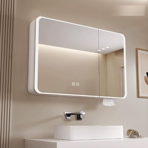 GHHDPDMJ Badezimmerspiegel aus Aluminium mit Stauraum, beschlagfreier HD-Spiegel, an der Wand montierter Medizinschrank mit LED-Leuchten, intelligentem Touch-Schalter und Papierabsaugung. GHHDPDMJ Badezimmerspiegel aus Aluminium mit Stauraum, beschlagfreier HD-Spiegel, an der Wand montierter Medizinschrank mit LED-Leuchten, intelligentem Touch-Schalter und Papierabsaugung. von GHHDPDMJ