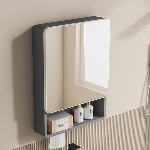 GHHDPDMJ Badezimmerspiegelschrank, Badezimmer-Medizinschrank, LED-Lichtleiste, wasserdicht und feuchtigkeitsbeständig, rechteckiger Badezimmerspiegelschrank mit Loch zum Zeichnen von Papier und Staur von GHHDPDMJ