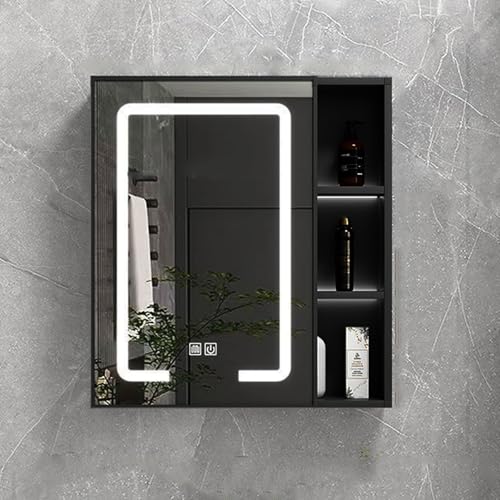 GHHDPDMJ Badezimmerspiegelschrank, Wandschrank für Badezimmer mit Berührungsschalter und EIN-klick-Beschlagentfernungsfunktion, moderner Badezimmerspiegelschrank mit LED-Beleuchtung aus Aluminiummate GHHDPDMJ Badezimmerspiegelschrank, Wandschrank für Badezimmer mit Berührungsschalter und EIN-klick-Beschlagentfernungsfunktion, moderner Badezimmerspiegelschrank mit LED-Beleuchtung aus Aluminiummate von GHHDPDMJ