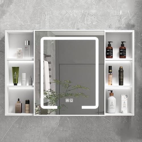 GHHDPDMJ Badezimmerspiegelschrank, Wandschrank für Badezimmer mit Berührungsschalter und EIN-klick-Beschlagentfernungsfunktion, moderner Badezimmerspiegelschrank mit LED-Beleuchtung aus Aluminiummate GHHDPDMJ Badezimmerspiegelschrank, Wandschrank für Badezimmer mit Berührungsschalter und EIN-klick-Beschlagentfernungsfunktion, moderner Badezimmerspiegelschrank mit LED-Beleuchtung aus Aluminiummate von GHHDPDMJ