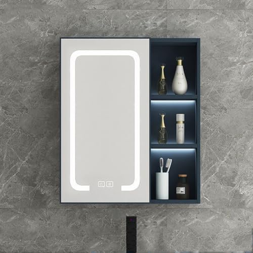 GHHDPDMJ Badezimmerspiegelschrank, Wandschrank für Badezimmer mit Berührungsschalter und EIN-klick-Beschlagentfernungsfunktion, moderner Badezimmerspiegelschrank mit LED-Beleuchtung aus Aluminiummate GHHDPDMJ Badezimmerspiegelschrank, Wandschrank für Badezimmer mit Berührungsschalter und EIN-klick-Beschlagentfernungsfunktion, moderner Badezimmerspiegelschrank mit LED-Beleuchtung aus Aluminiummate von GHHDPDMJ