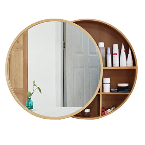 GHHDPDMJ Badezimmerspiegelschrank aus Holz mit Regal und Schiebetür, runder Kosmetikspiegel zur Wandmontage für Wohnzimmer und Veranda-Dekor GHHDPDMJ Badezimmerspiegelschrank aus Holz mit Regal und Schiebetür, runder Kosmetikspiegel zur Wandmontage für Wohnzimmer und Veranda-Dekor von GHHDPDMJ