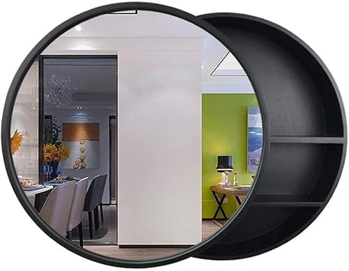 GHHDPDMJ Badezimmerspiegelschrank aus Massivholz mit Ablage, runder Wandspiegel für Toiletten-Dressing, Holzfarbe, Größe GHHDPDMJ Badezimmerspiegelschrank aus Massivholz mit Ablage, runder Wandspiegel für Toiletten-Dressing, Holzfarbe, Größe von GHHDPDMJ