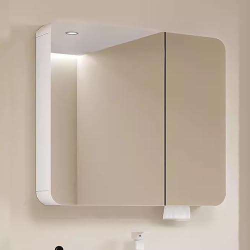 GHHDPDMJ Badezimmerspiegelschrank mit Ablagefläche, an der Wand montierter Aluminiumspiegelschrank mit Tür, Grauer Badezimmerspiegelschrank (24 x 28 x 5 Zoll) von GHHDPDMJ