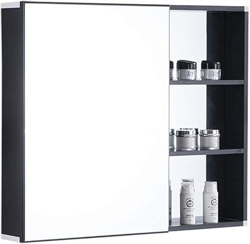 GHHDPDMJ Badezimmerspiegelschrank mit LED-Beleuchtung und wandmontiertem Kosmetik-Organizer, moderner, Grauer Kosmetikspiegelschrank zur Aufbewahrung über dem Waschbecken (60 x 70 x 13 cm) von GHHDPDMJ