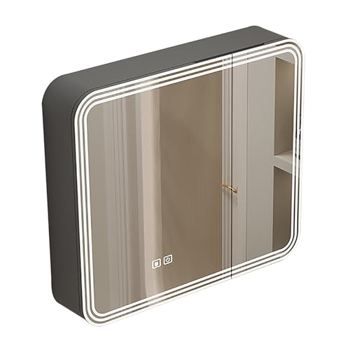 GHHDPDMJ Badezimmerspiegelschrank mit LED-Beleuchtung und wandmontiertem Stauraum, Grauer Kosmetikspiegelschrank für über dem Waschbecken, 60 x 70 x 13 cm GHHDPDMJ Badezimmerspiegelschrank mit LED-Beleuchtung und wandmontiertem Stauraum, Grauer Kosmetikspiegelschrank für über dem Waschbecken, 60 x 70 x 13 cm von GHHDPDMJ