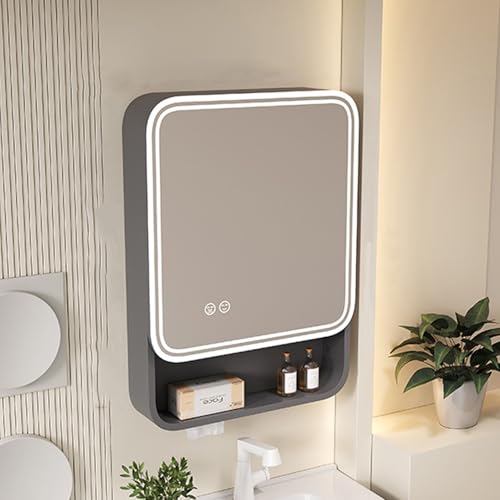 GHHDPDMJ Beleuchteter Spiegelschrank für Badezimmer, rechteckiger Badezimmerspiegelschrank mit intelligenter Touch-Taste, Badezimmer-Wandgarderobe aus Aluminiumlegierung mit Stauraum darunter und EIN GHHDPDMJ Beleuchteter Spiegelschrank für Badezimmer, rechteckiger Badezimmerspiegelschrank mit intelligenter Touch-Taste, Badezimmer-Wandgarderobe aus Aluminiumlegierung mit Stauraum darunter und EIN von GHHDPDMJ