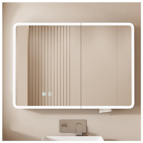 GHHDPDMJ Intelligenter Anti-Beschlag-Badezimmerschrankspiegel mit Beleuchtung und Ablagen, Wandspiegelschrank für klares Bild, Weiß, Größe: Standard GHHDPDMJ Intelligenter Anti-Beschlag-Badezimmerschrankspiegel mit Beleuchtung und Ablagen, Wandspiegelschrank für klares Bild, Weiß, Größe: Standard von GHHDPDMJ