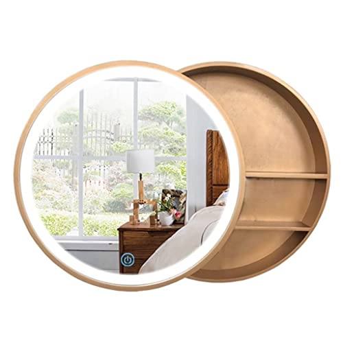 GHHDPDMJ Kosmetikspiegel, Medizinschrank mit Push-Pull-Spiegel, intelligenter runder Spiegelschrank für Schlafzimmer, Wohnzimmer, Badezimmer, an der Wand montierter Aufbewahrungs-Organizer mit LED-Le GHHDPDMJ Kosmetikspiegel, Medizinschrank mit Push-Pull-Spiegel, intelligenter runder Spiegelschrank für Schlafzimmer, Wohnzimmer, Badezimmer, an der Wand montierter Aufbewahrungs-Organizer mit LED-Le von GHHDPDMJ
