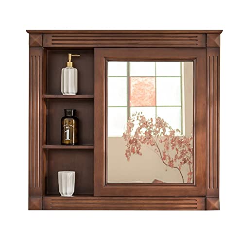 GHHDPDMJ Kosmetikspiegel-Medizinschrank im amerikanischen Stil mit Stauraum, an der Wand montierter Badezimmerspiegelschrank, anpassbare Farboptionen, Braun von GHHDPDMJ