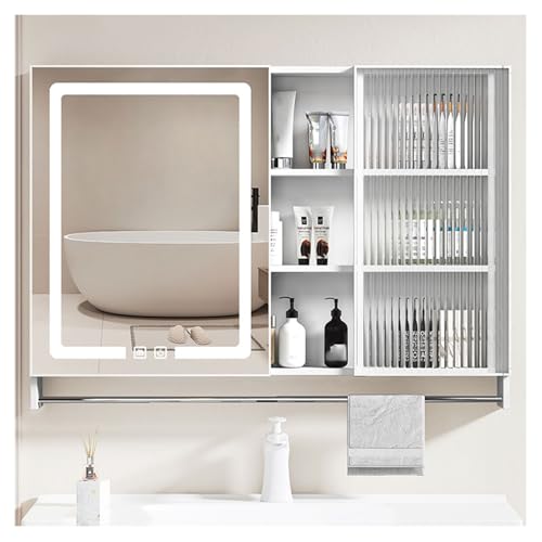 GHHDPDMJ LED-Badezimmerspiegelschrank mit Stauraum, an der Wand montierter Schminktisch-Spiegelschrank für Badezimmer (B2 23,6 * 25,6 Zoll) von GHHDPDMJ